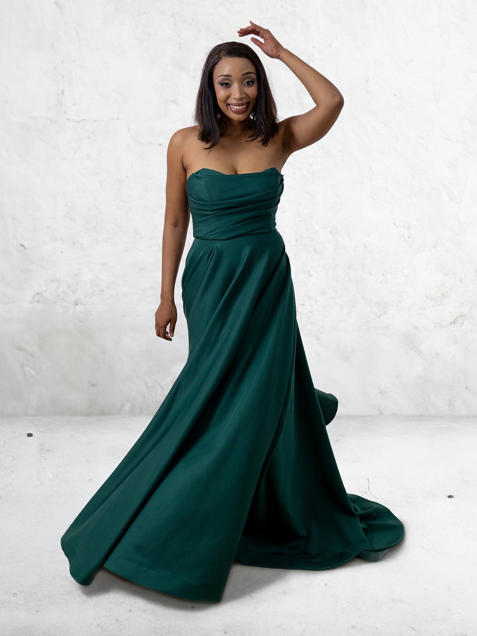 Green strapless hot sale formal dress