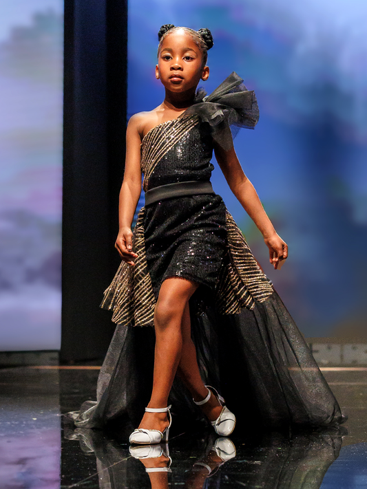 Aurora Dress-Black and Gold Sparkle