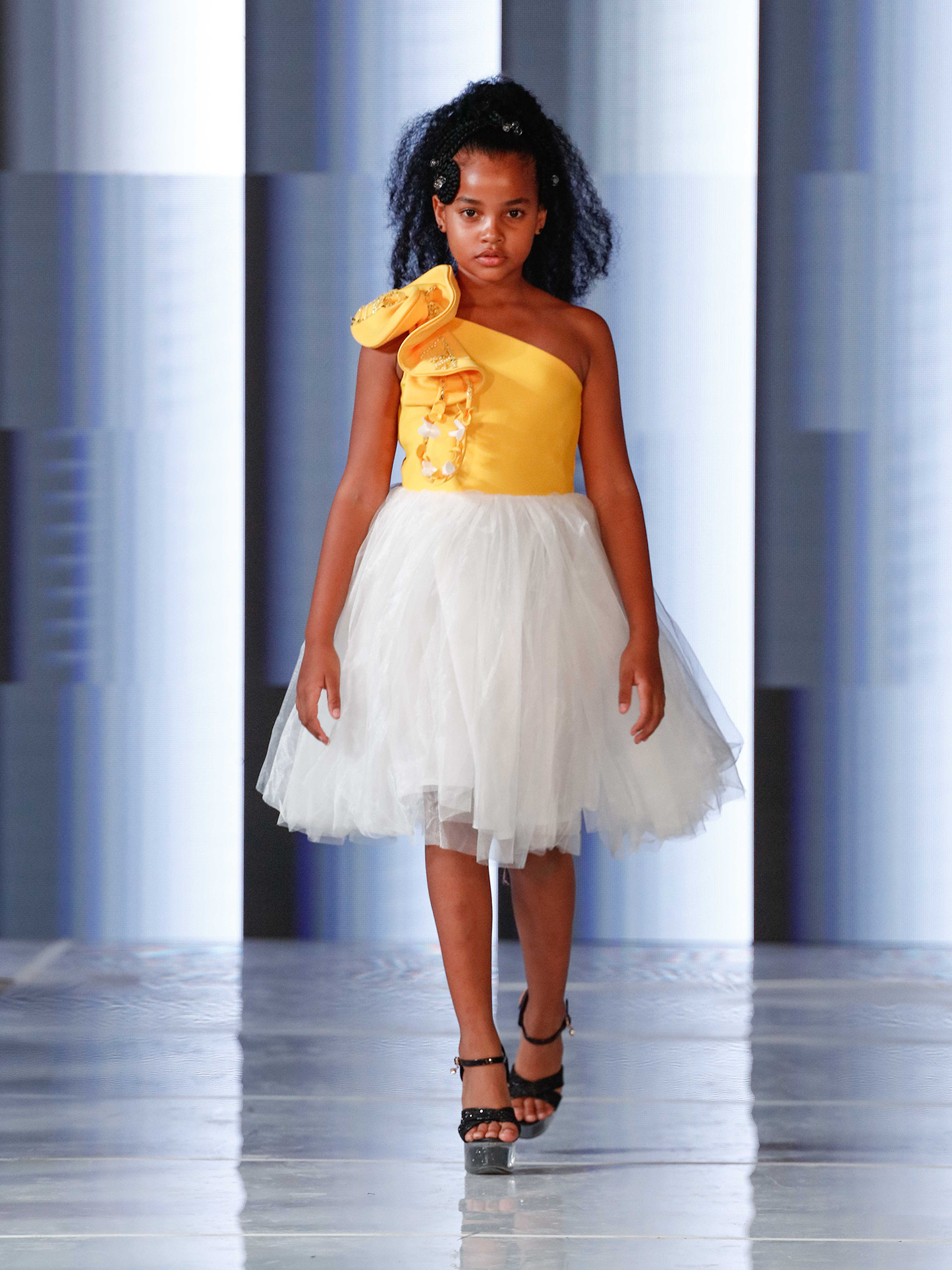 Enya Dress - Yellow and White