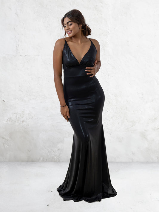 Selena Formal Dress - Black Metallic