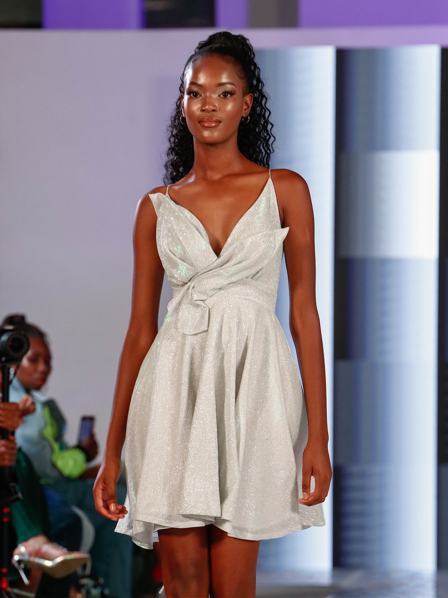 Vera Cocktail Dress - Glittery Silver