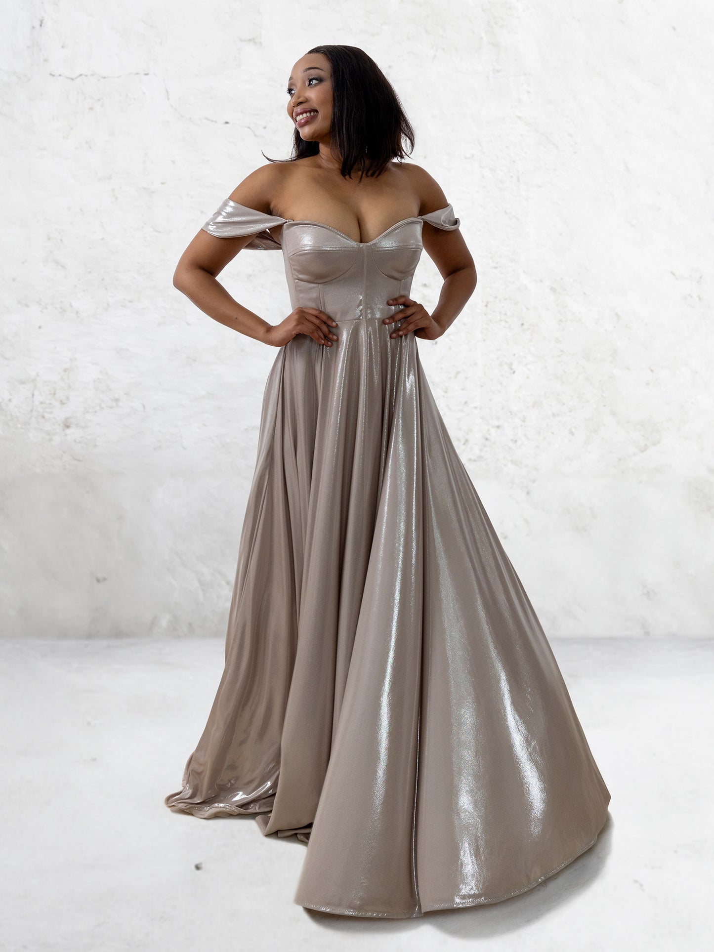 Gaia Formal Dress - Champagne Metallic