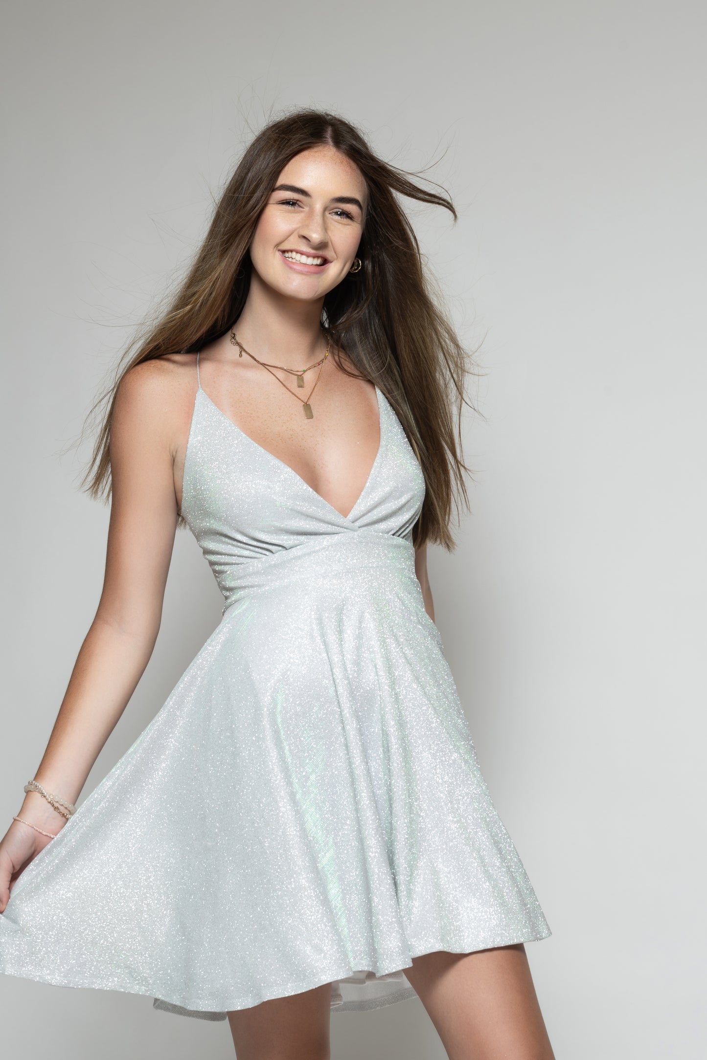 Alia Mini Dress - Silver Shimmer