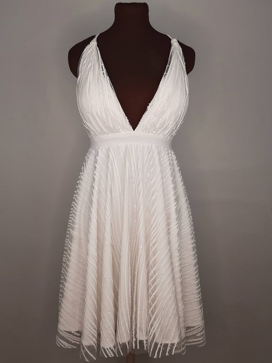 Shannon Mini Dress - White Glitter