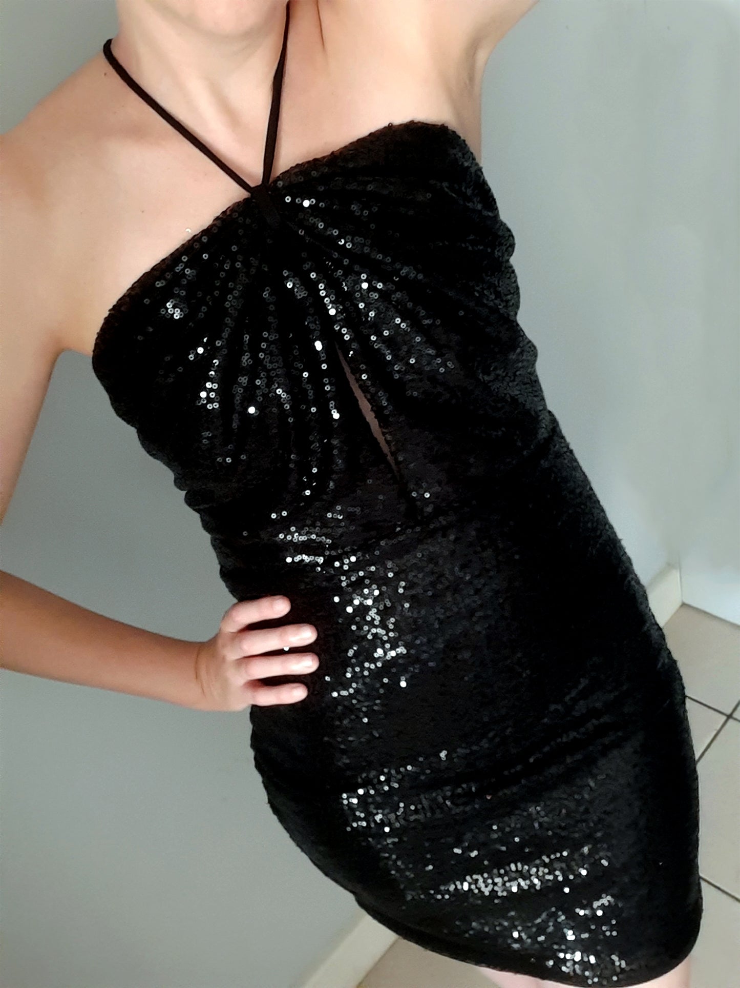Tiana Mini Dress - Black Sequin